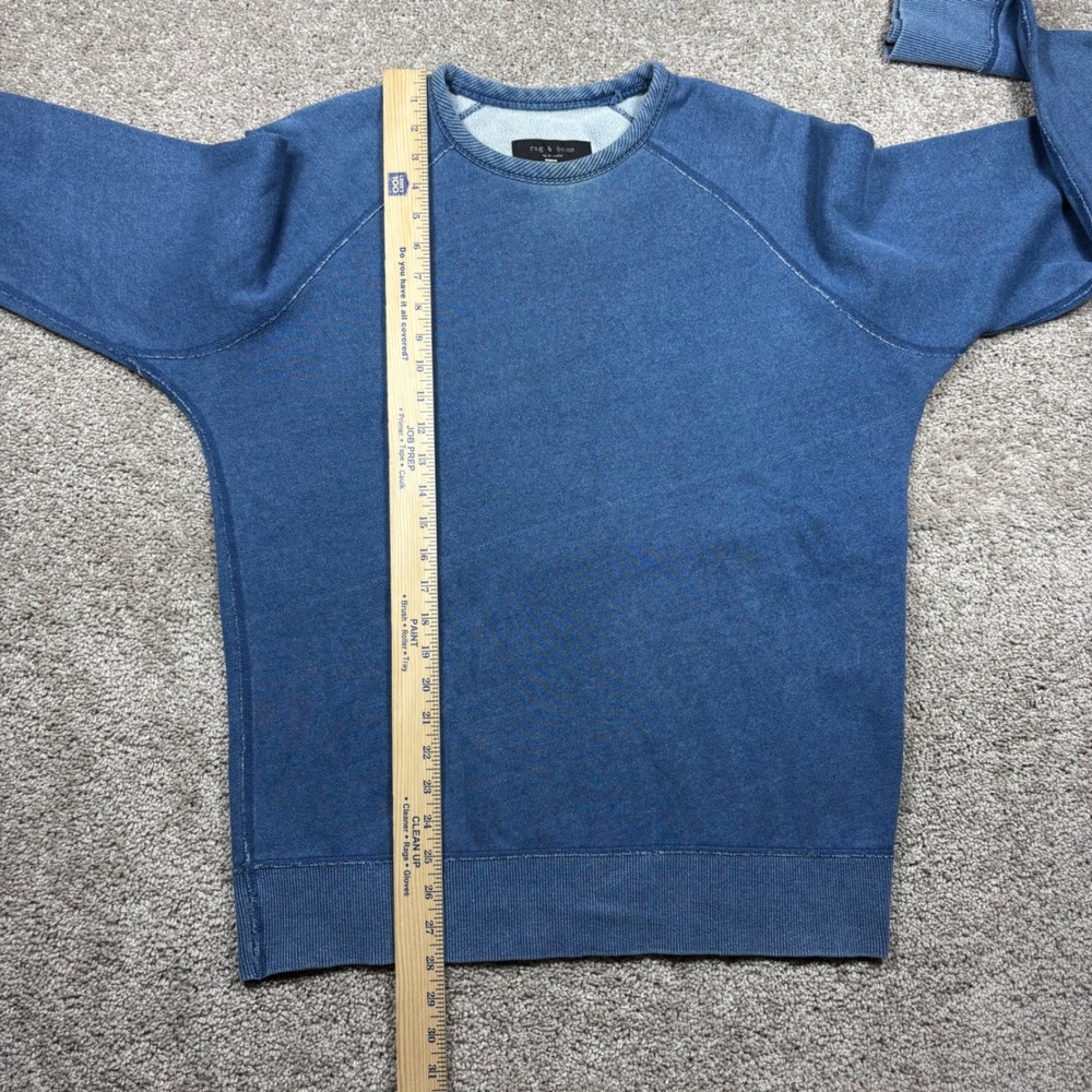 Rag & Bone Mens Blue Cotton Raglan Crew Neck Sweatshirt Denim Size M - Picture 5 of 8